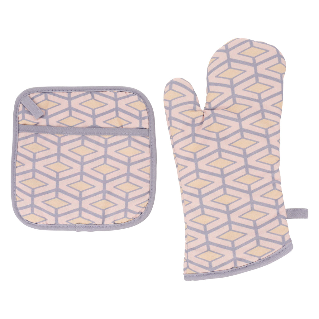 Boheme Pink and Gray Mitten and Pot Holder Combo – LiLi Homes