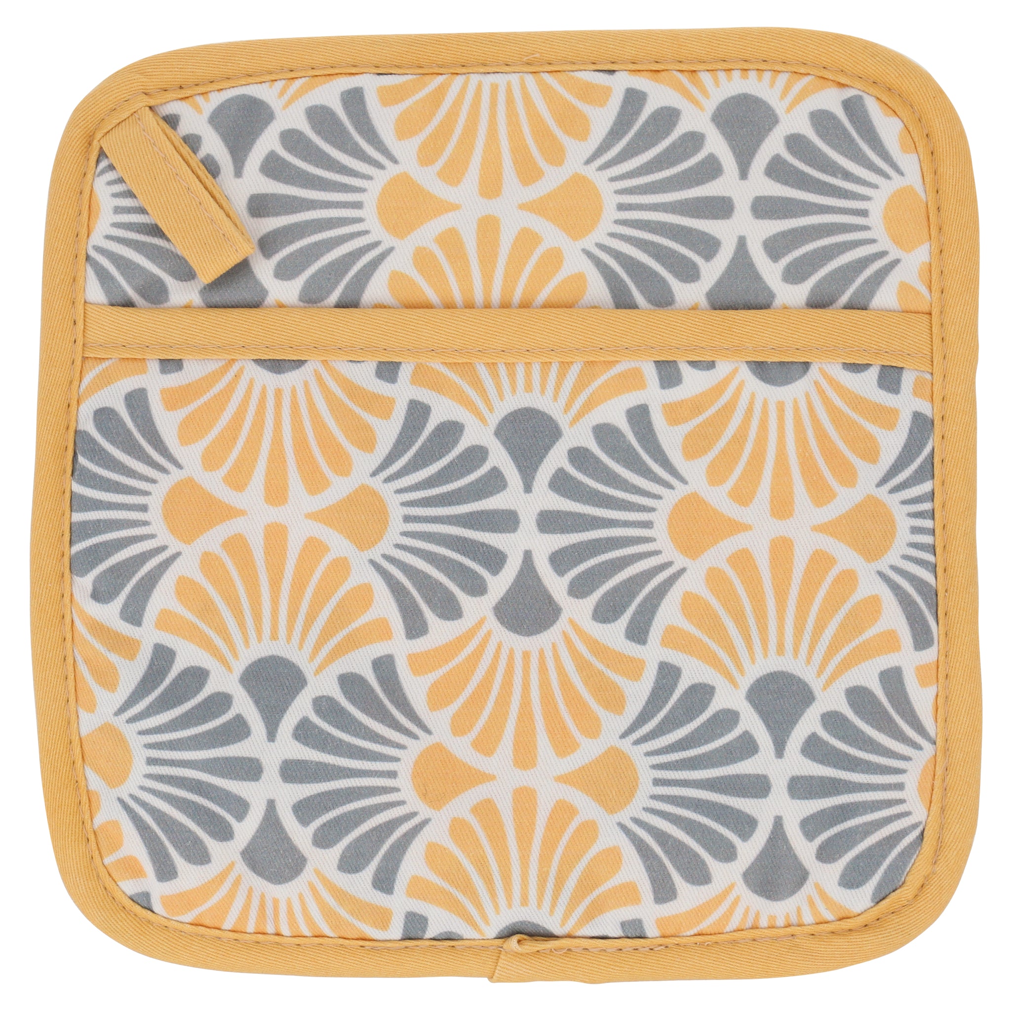 Flora Yellow and Grey Mitten and Pot Holder Combo
